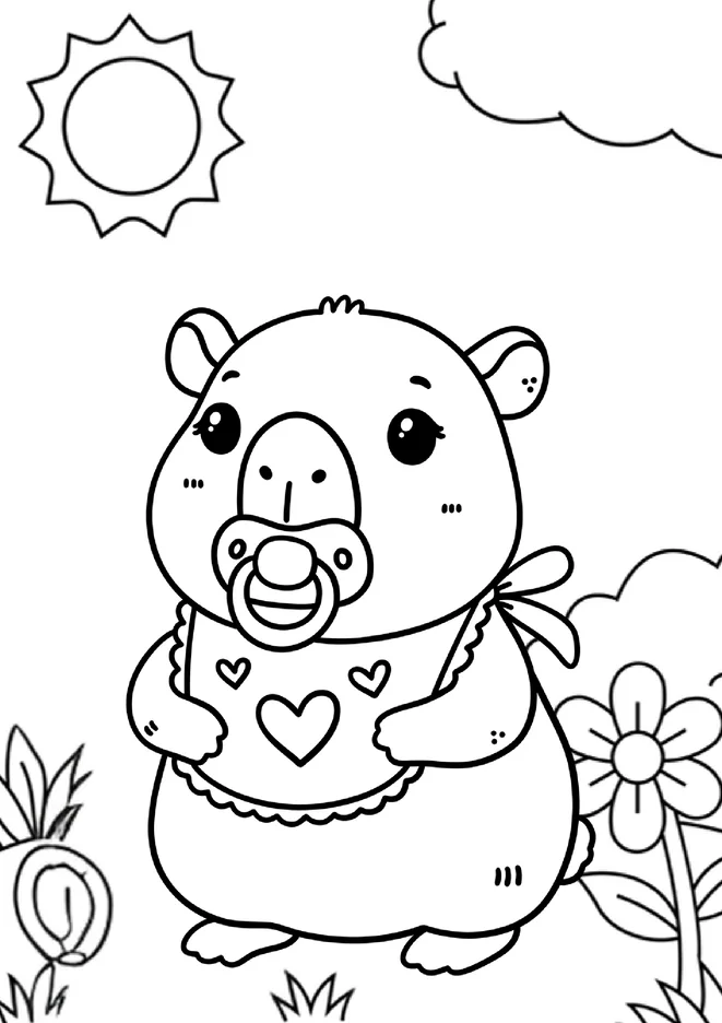 Desenho de capivara para colorir para imprimir e colorir - imagem 17